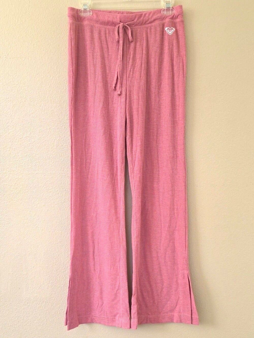ROXY Juniors Pink Waffle Knit Flare Lounge Pants - Size Large